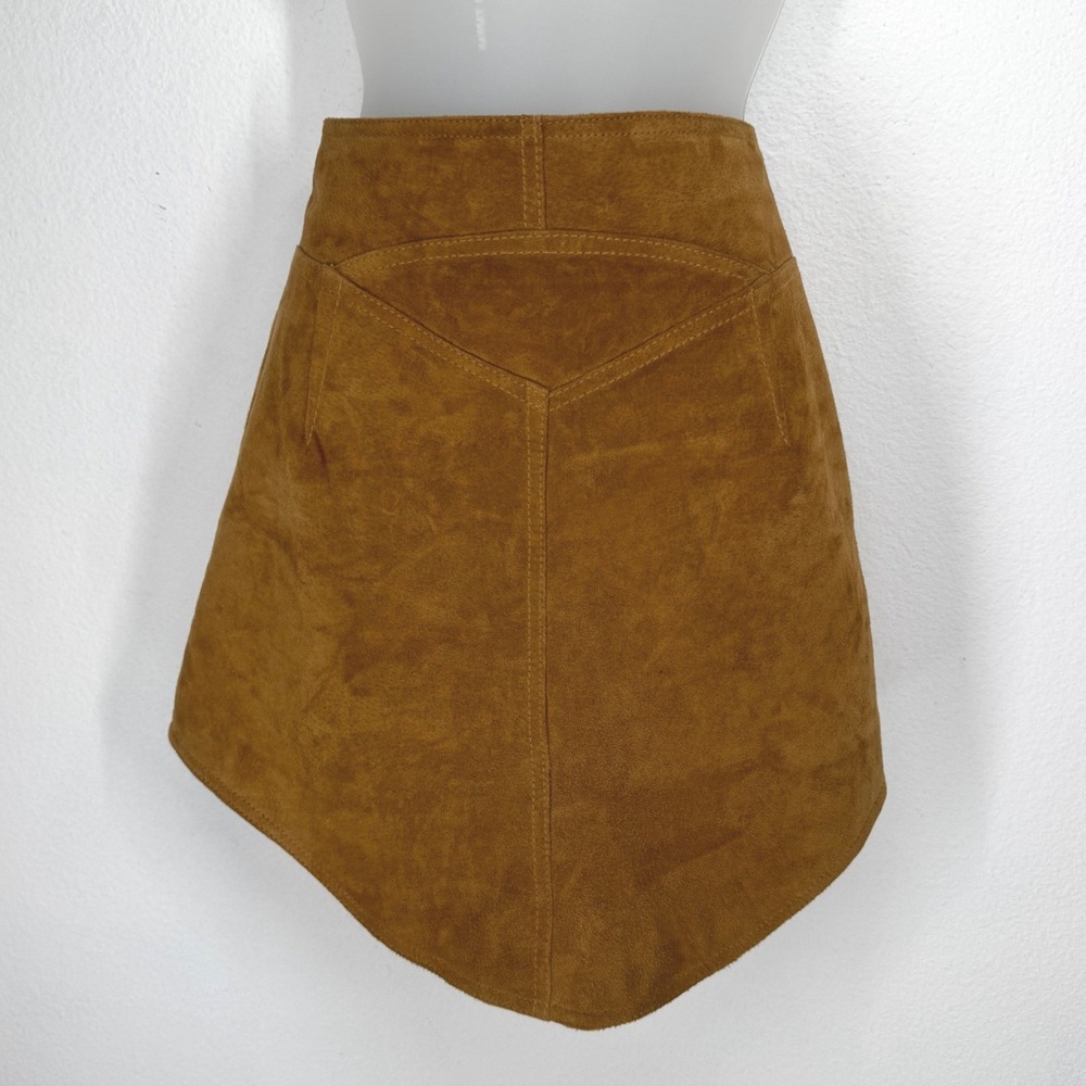 Womens Leather Suede Western Mini Skirt Medium Western Coastal Cowgirl Boho 70s